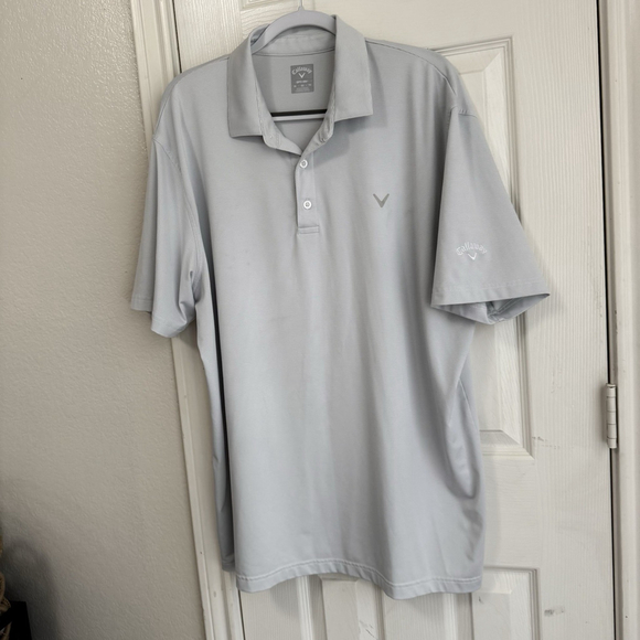Callaway Opti Dry XL Light Blue & White Striped Performance Golf Shirt - Picture 3 of 9